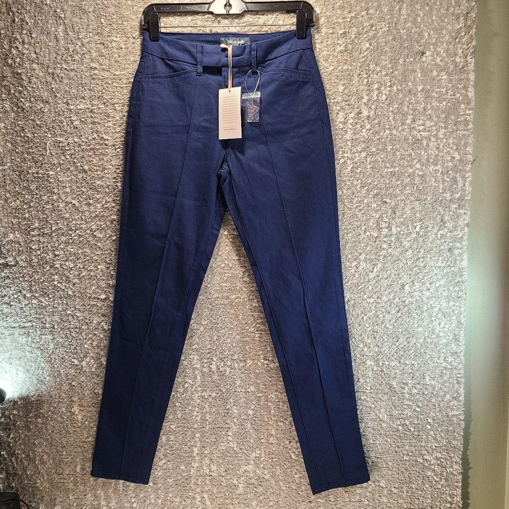 Modcloth Womens Blue Skinny Pants Size 6 Blue Pockets Cotton NWT